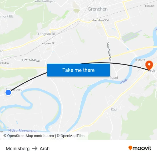 Meinisberg to Arch map