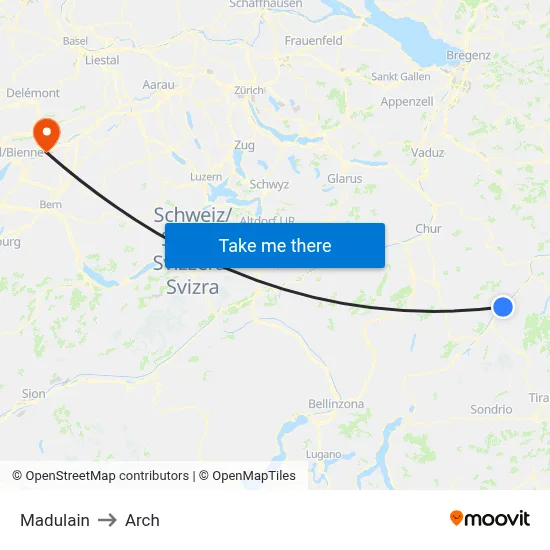 Madulain to Arch map