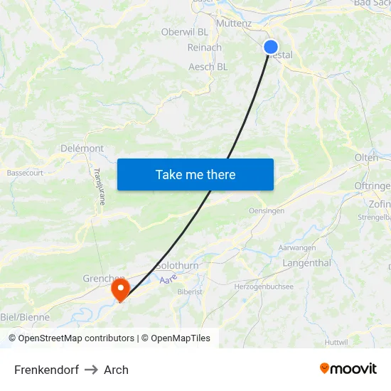 Frenkendorf to Arch map