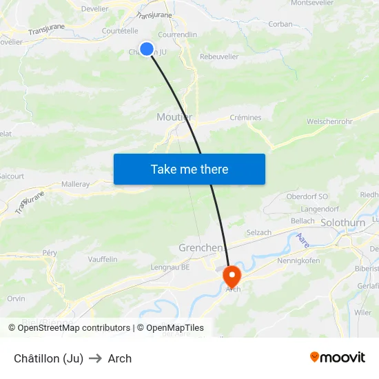 Châtillon (Ju) to Arch map