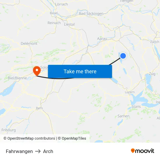Fahrwangen to Arch map