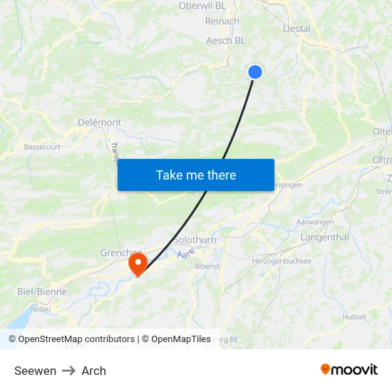 Seewen to Arch map