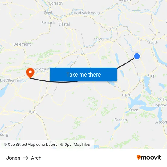 Jonen to Arch map