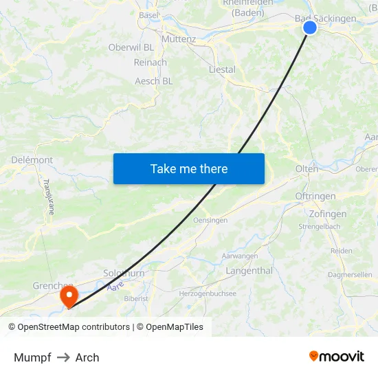 Mumpf to Arch map