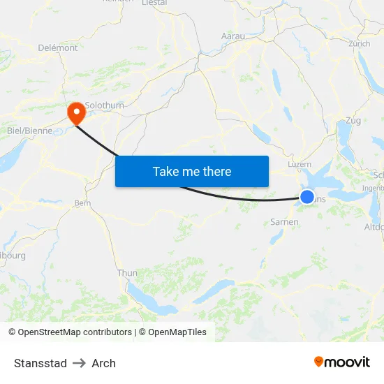 Stansstad to Arch map