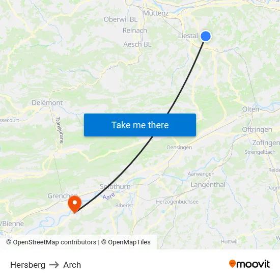 Hersberg to Arch map