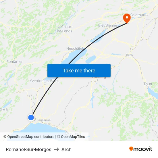 Romanel-Sur-Morges to Arch map