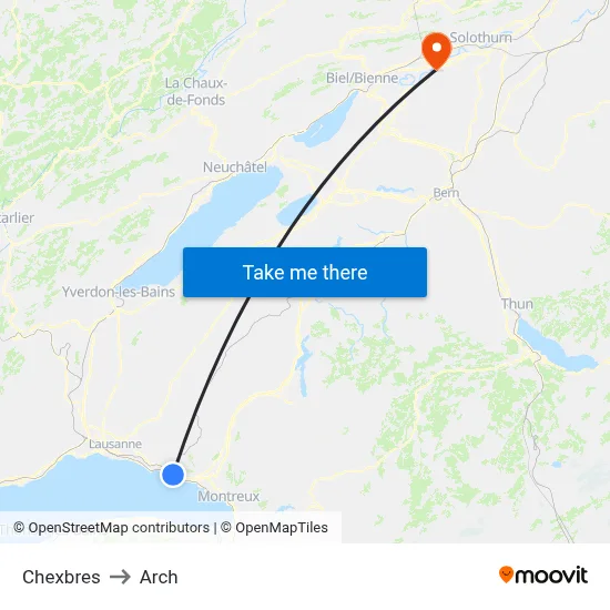 Chexbres to Arch map