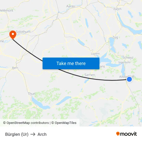 Bürglen (Ur) to Arch map