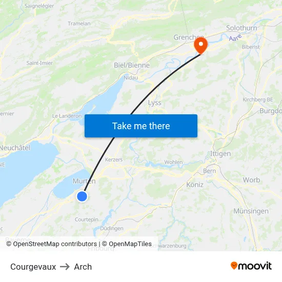 Courgevaux to Arch map