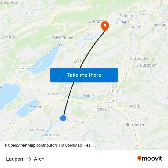 Laupen to Arch map