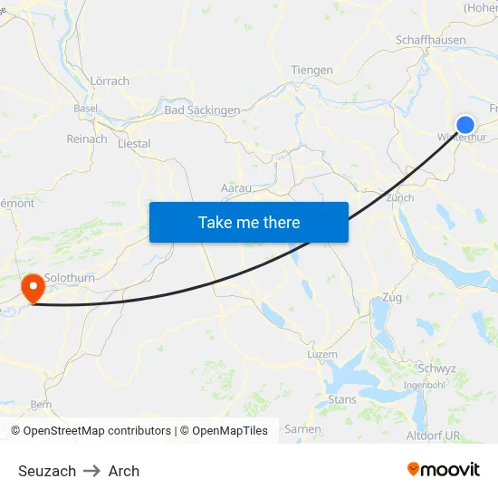 Seuzach to Arch map