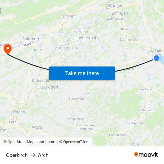 Oberkirch to Arch map