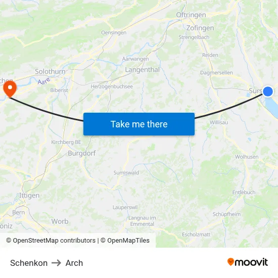 Schenkon to Arch map