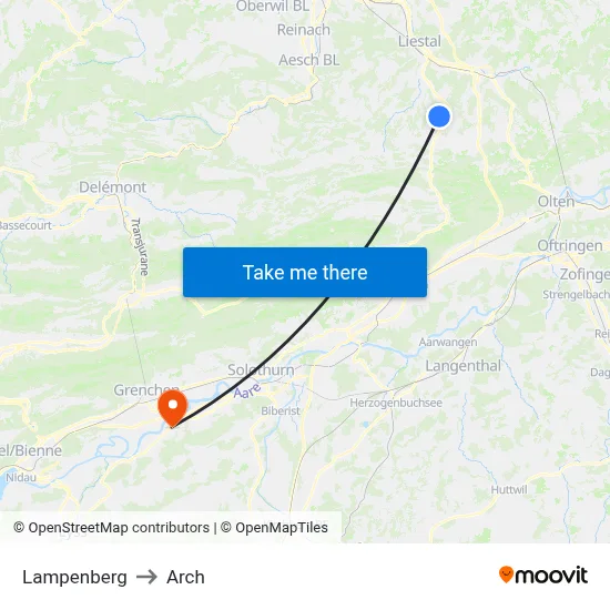 Lampenberg to Arch map