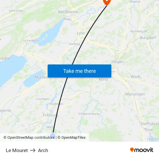 Le Mouret to Arch map