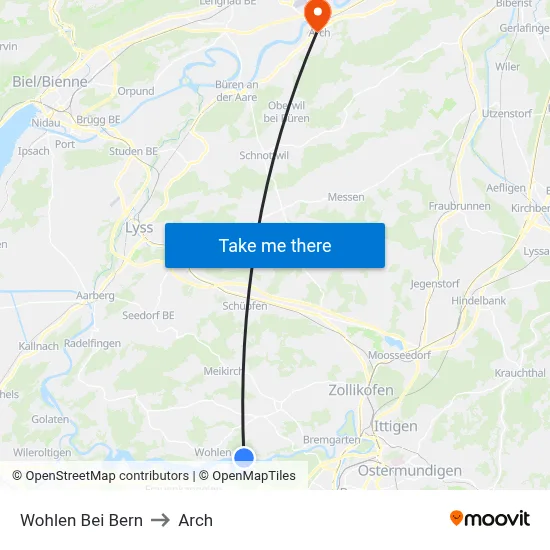 Wohlen Bei Bern to Arch map