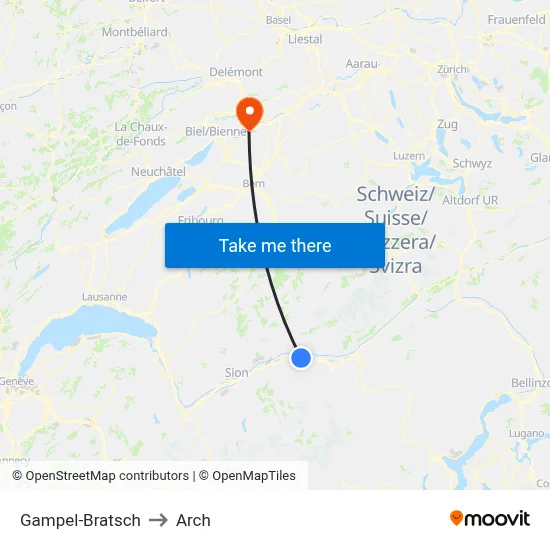 Gampel-Bratsch to Arch map