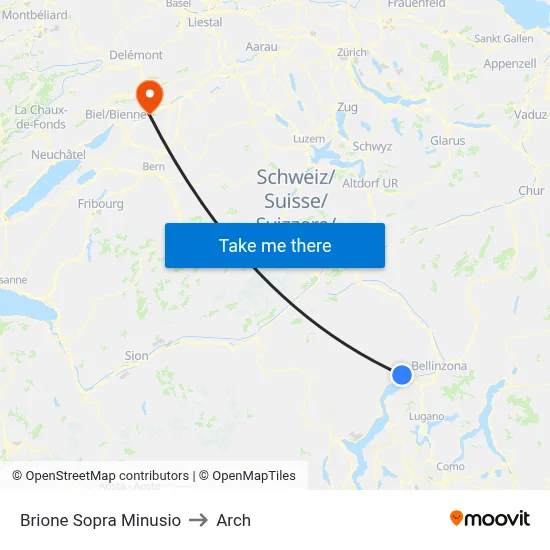 Brione Sopra Minusio to Arch map