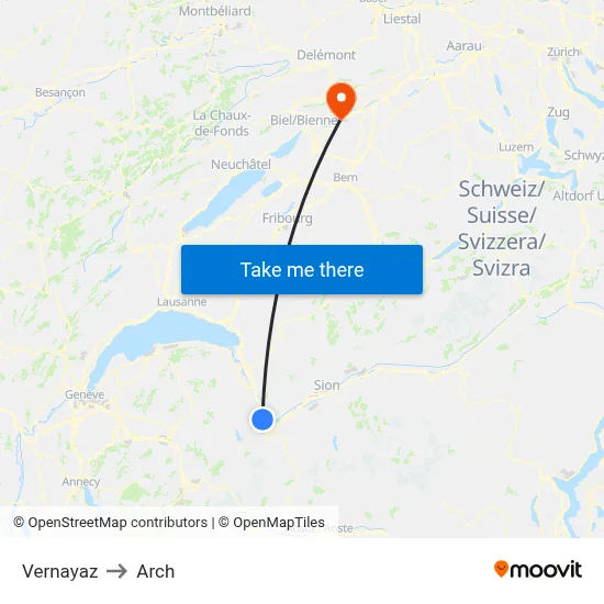 Vernayaz to Arch map