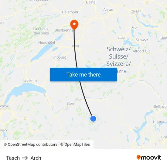 Täsch to Arch map