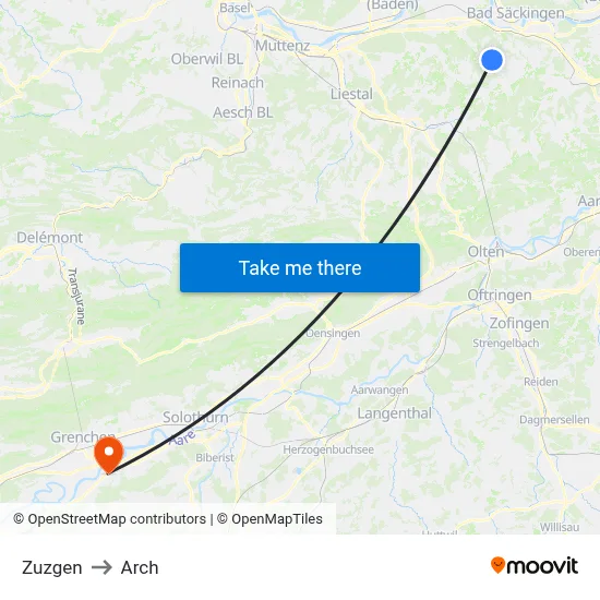 Zuzgen to Arch map