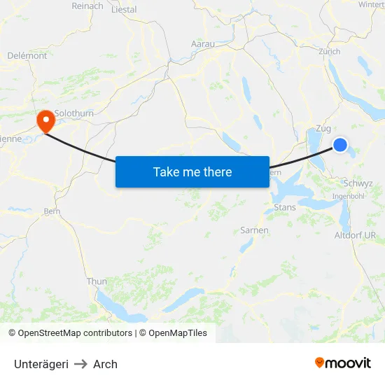 Unterägeri to Arch map