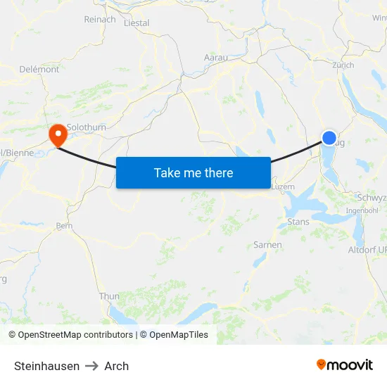 Steinhausen to Arch map