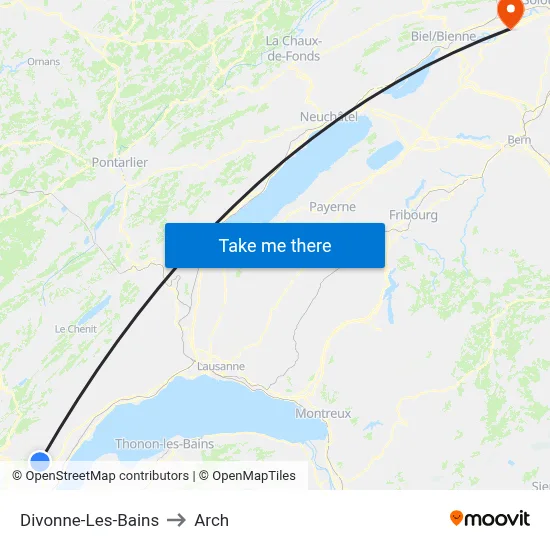 Divonne-Les-Bains to Arch map