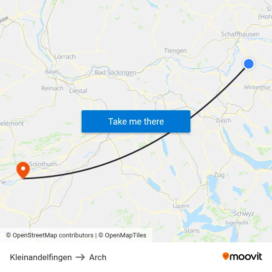 Kleinandelfingen to Arch map