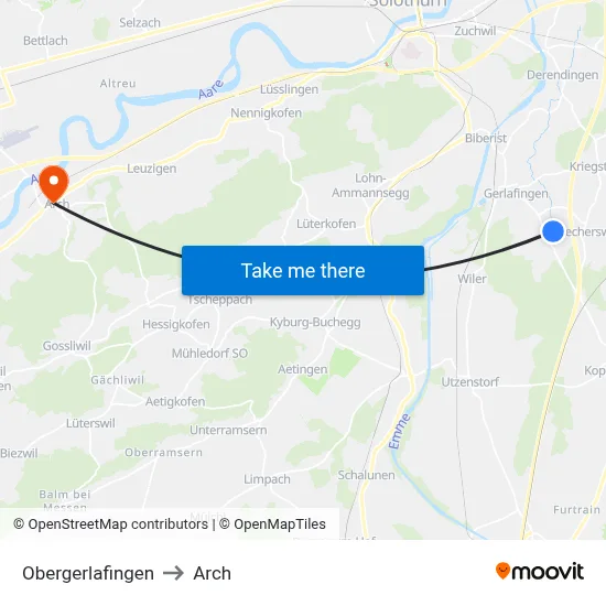 Obergerlafingen to Arch map