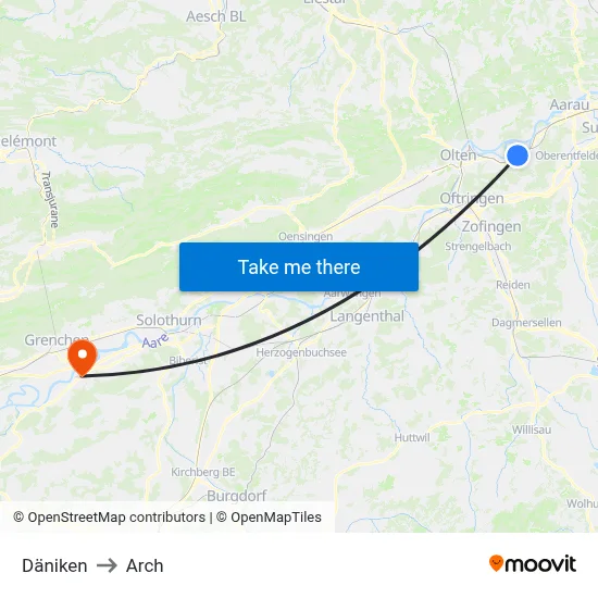 Däniken to Arch map