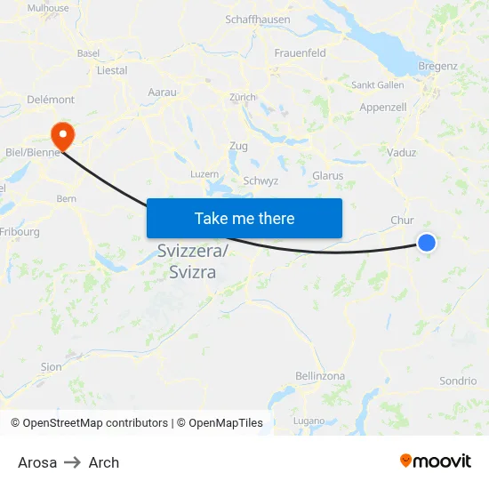 Arosa to Arch map