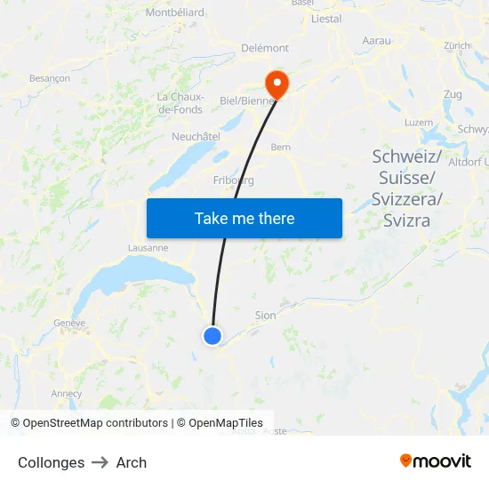 Collonges to Arch map
