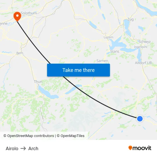 Airolo to Arch map