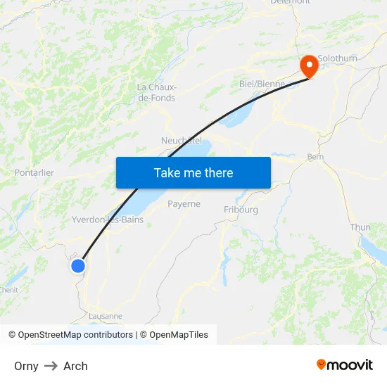 Orny to Arch map