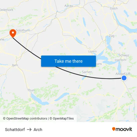 Schattdorf to Arch map