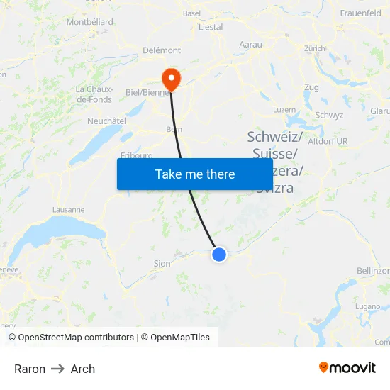 Raron to Arch map