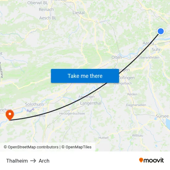 Thalheim to Arch map