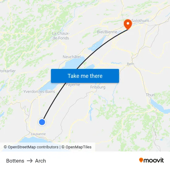 Bottens to Arch map