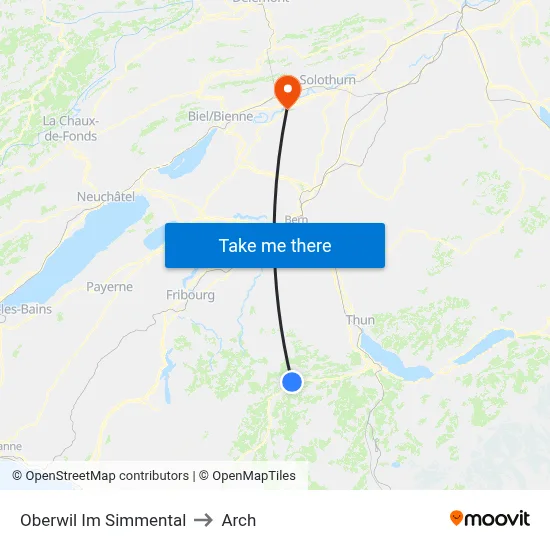 Oberwil Im Simmental to Arch map
