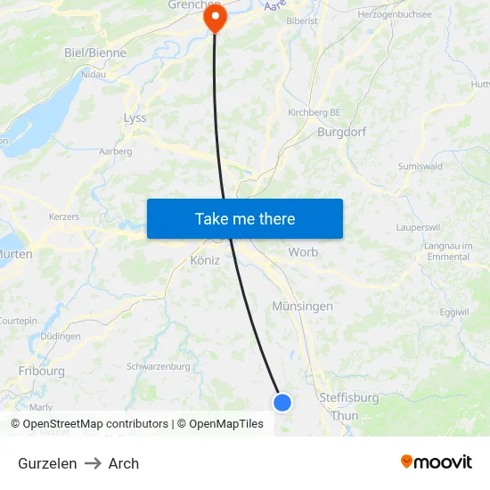 Gurzelen to Arch map