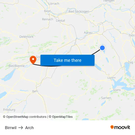 Birrwil to Arch map