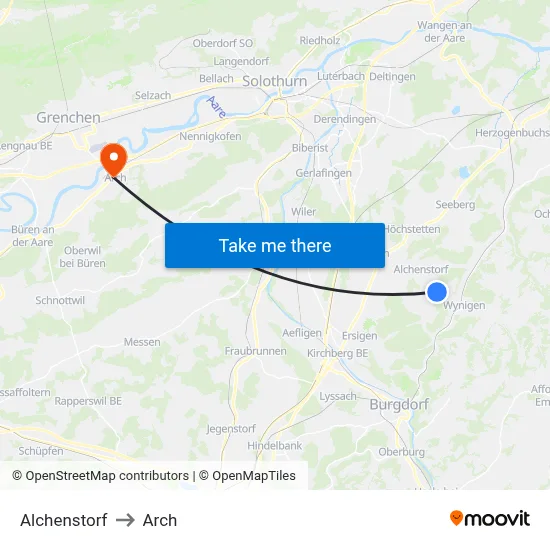 Alchenstorf to Arch map