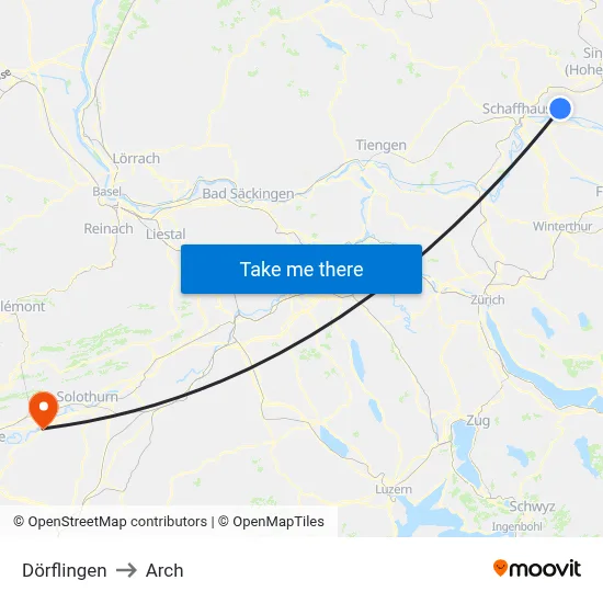 Dörflingen to Arch map