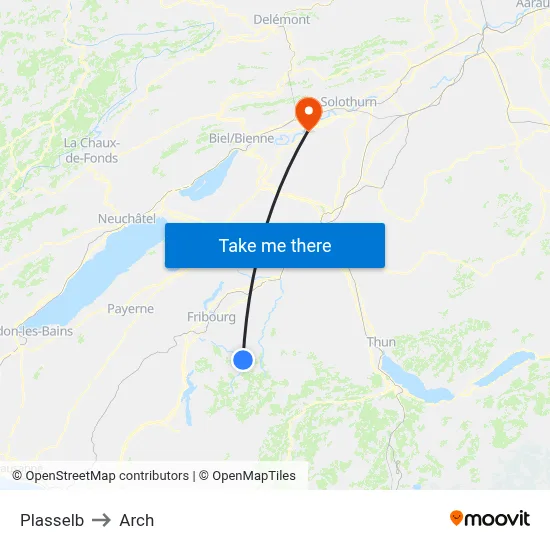 Plasselb to Arch map