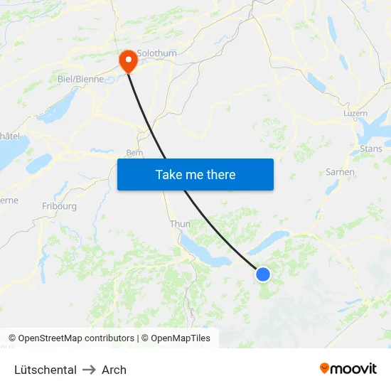 Lütschental to Arch map