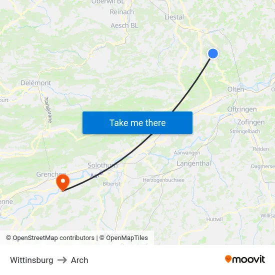 Wittinsburg to Arch map