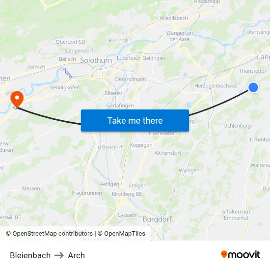 Bleienbach to Arch map