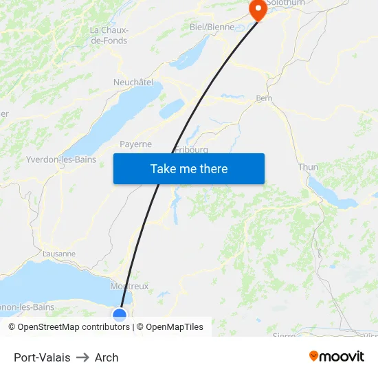 Port-Valais to Arch map